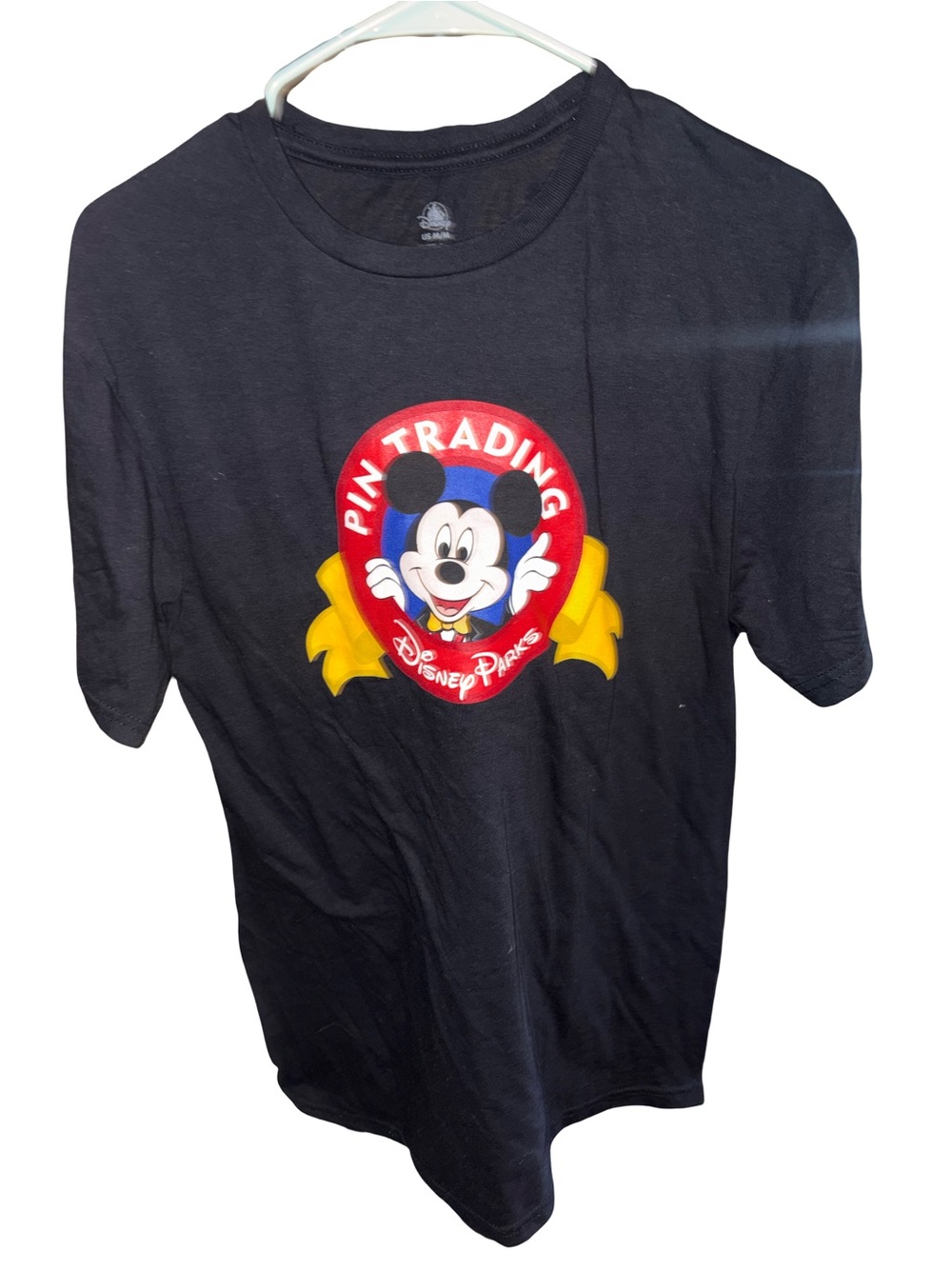 Disney Black Mickey Pin Trading Graphic Tee - Yellow & Red Accents